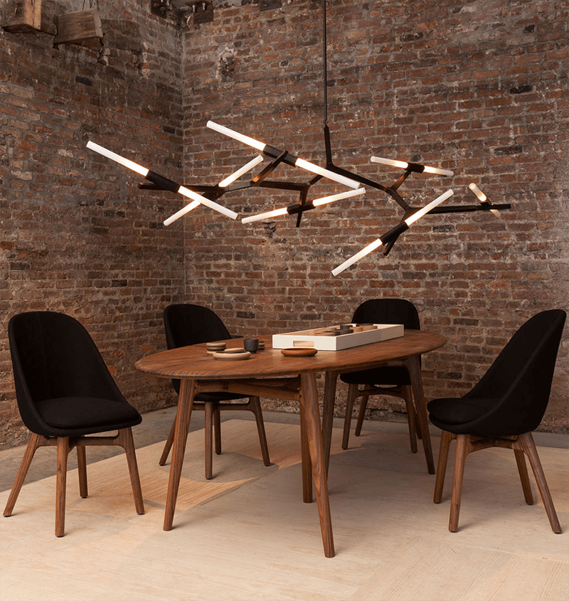 Rylight Simple Brass/Black Branches Chandelier