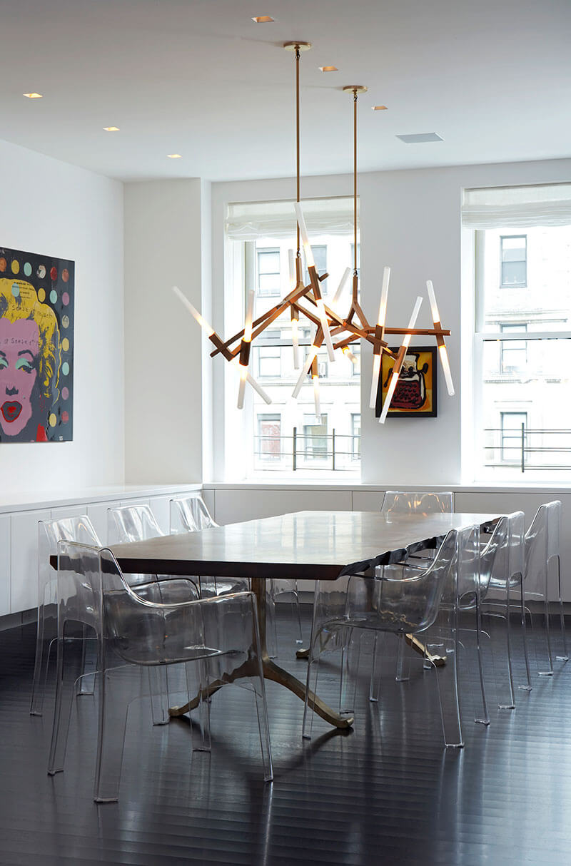Rylight Simple Brass/Black Branches Chandelier