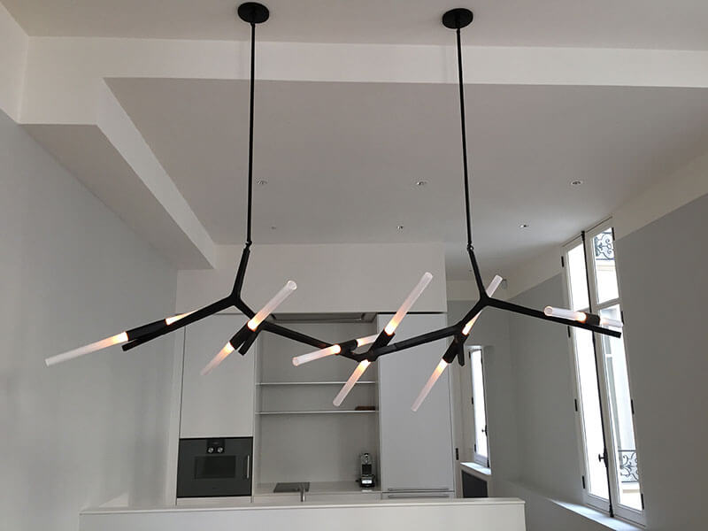 Rylight Simple Brass/Black Branches Chandelier
