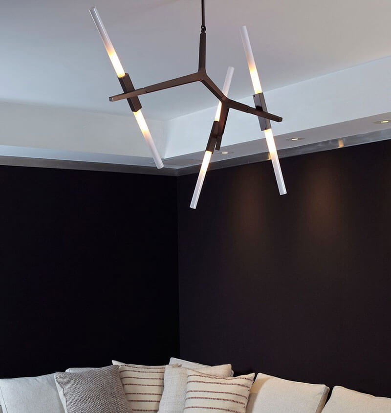 Rylight Simple Brass/Black Branches Chandelier