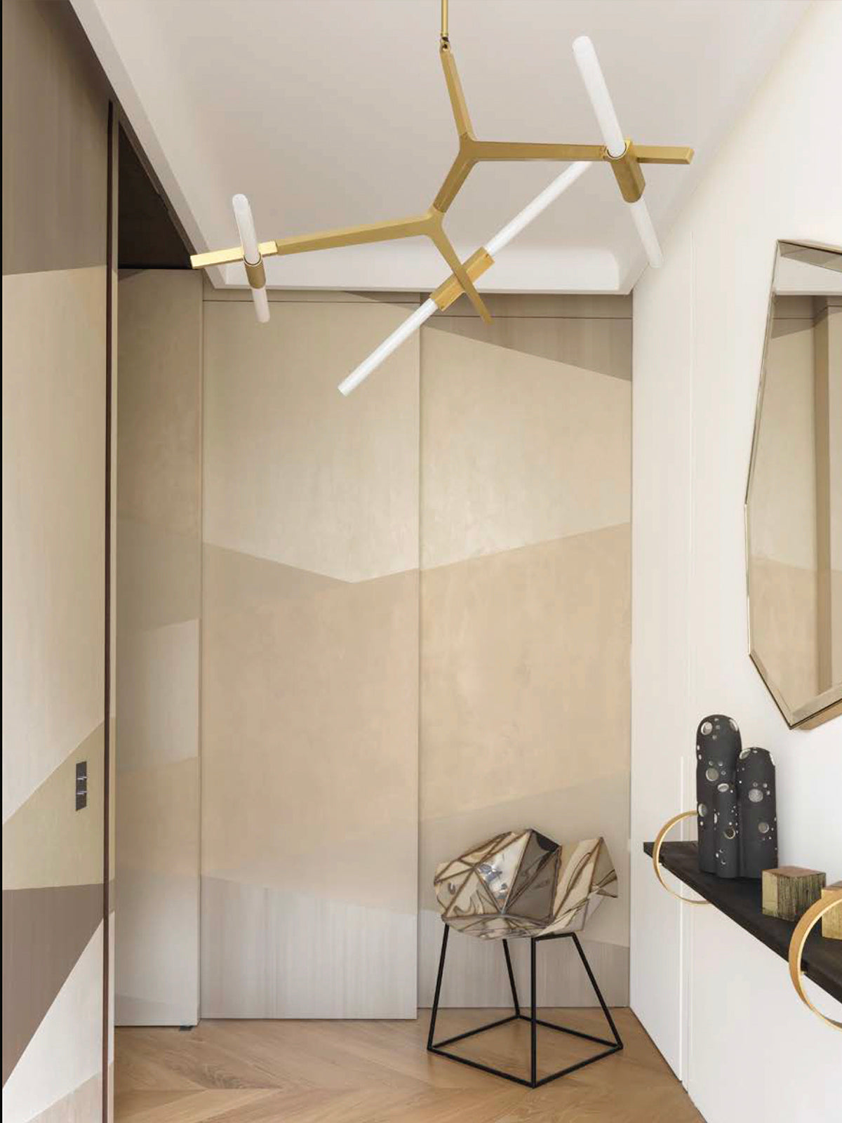Rylight Simple Brass/Black Branches Chandelier
