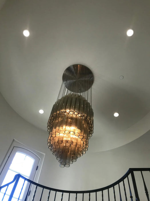ثريا زجاجية أنبوبية على الطراز الإيطالي من Rylight 4/6-Tier مع لمسة نهائية من الكروم
