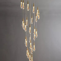 Moderne ronde spiraalvormige kristallen kroonluchter in de vorm van een regendruppel voor trap/hal 