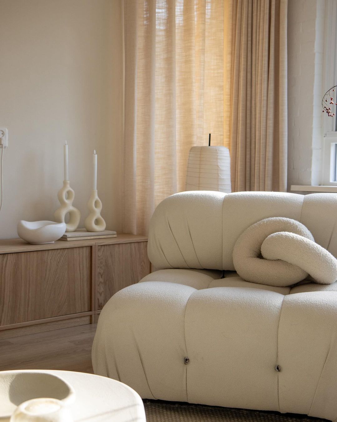 Nordic Minimalist Mid-century Cream Square Retro Modular Sofa