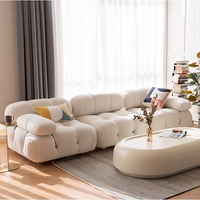 Nordic Minimalist Mid-century Cream Square Retro Modular Sofa