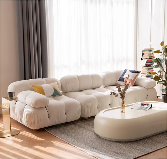 Nordic Minimalist Mid-century Cream Square Retro Modular Sofa