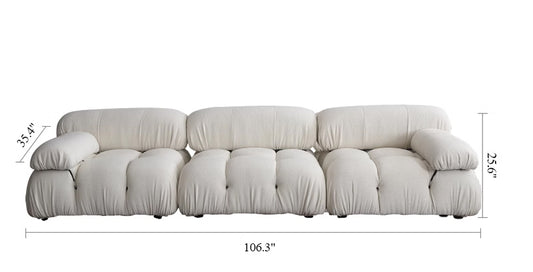 Nordic Minimalist Mid-century Cream Square Retro Modular Sofa