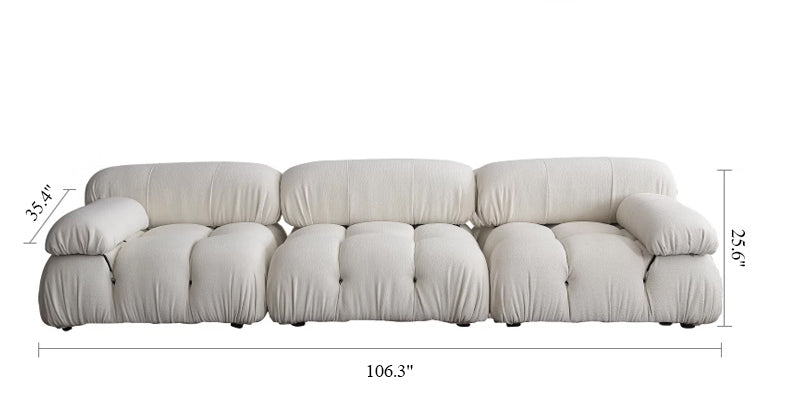 Nordic Minimalist Mid-century Cream Square Retro Modular Sofa