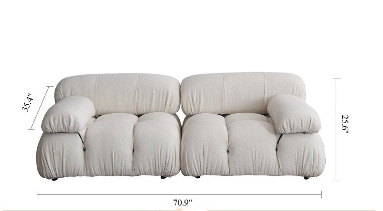 Nordic Minimalist Mid-century Cream Square Retro Modular Sofa