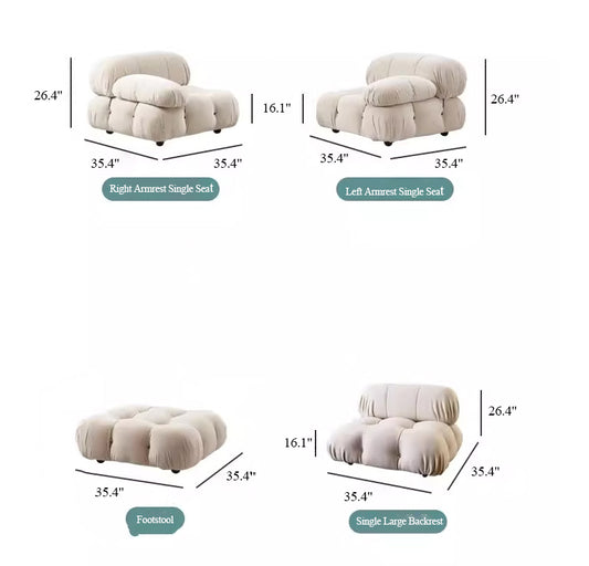 Nordic Minimalist Mid-century Cream Square Retro Modular Sofa