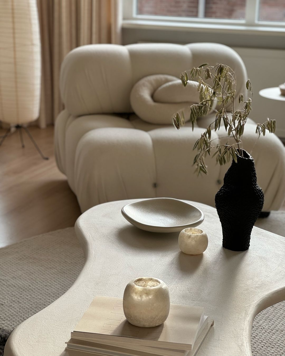 Nordic Minimalist Mid-century Cream Square Retro Modular Sofa