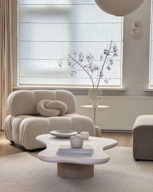 Nordic Minimalist Mid-century Cream Square Retro Modular Sofa