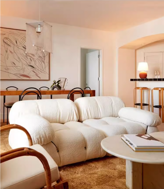 Nordic Minimalist Mid-century Cream Square Retro Modular Sofa