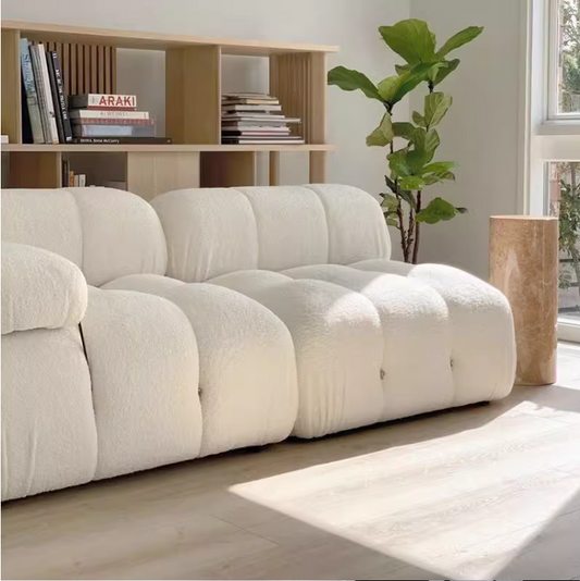 Nordic Minimalist Mid-century Cream Square Retro Modular Sofa