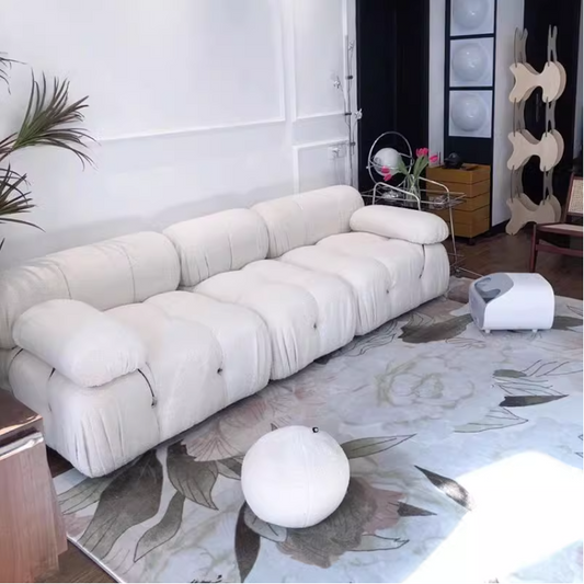 Nordic Minimalist Mid-century Cream Square Retro Modular Sofa