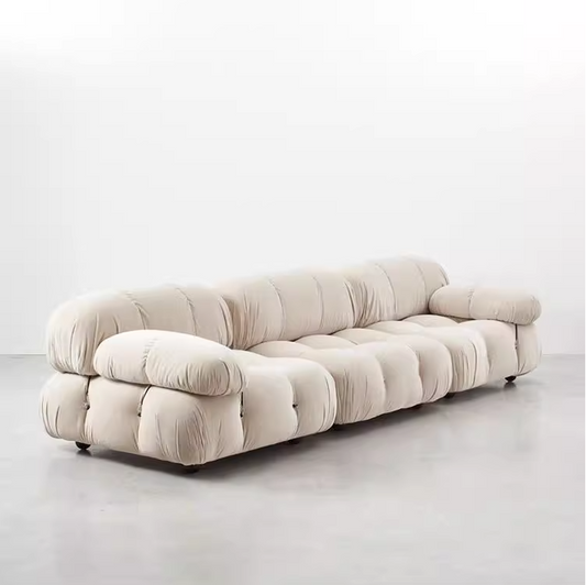 Nordic Minimalist Mid-century Cream Square Retro Modular Sofa