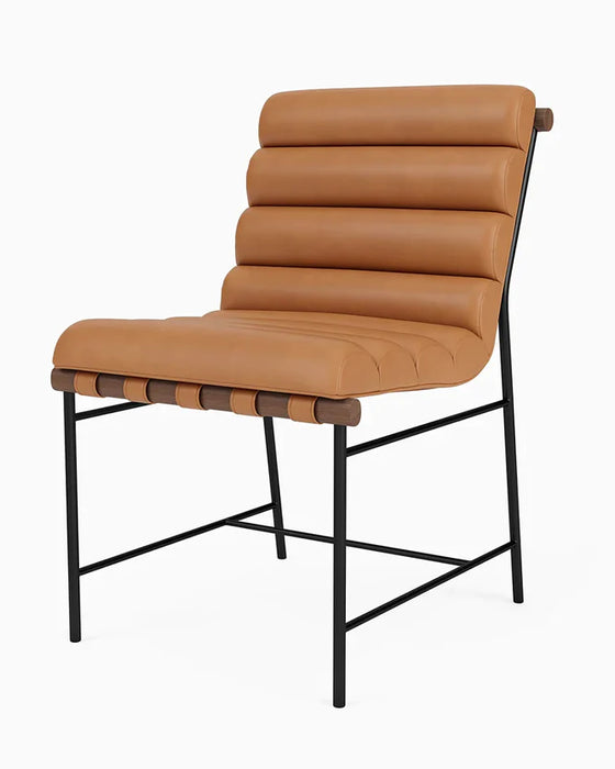 Bouclé/lederen eetkamerstoelen