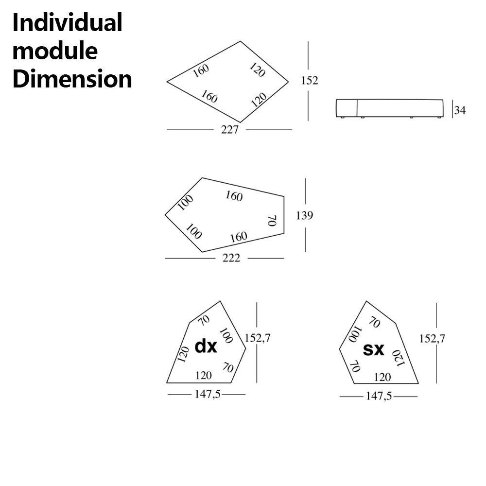 Rylight 2/3/4 Modules Curved Rock Corner Sofa