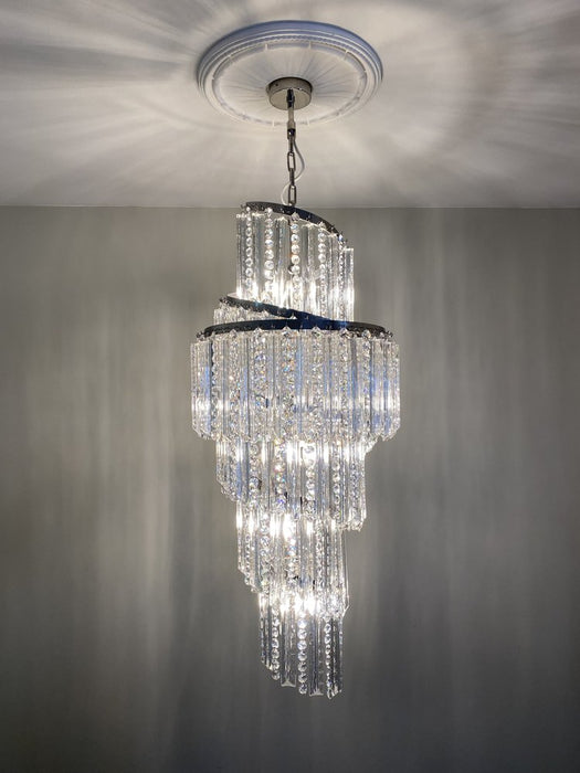Rylight 6/12/18/20/21/27-Light Extra Long Crystal Chandelier