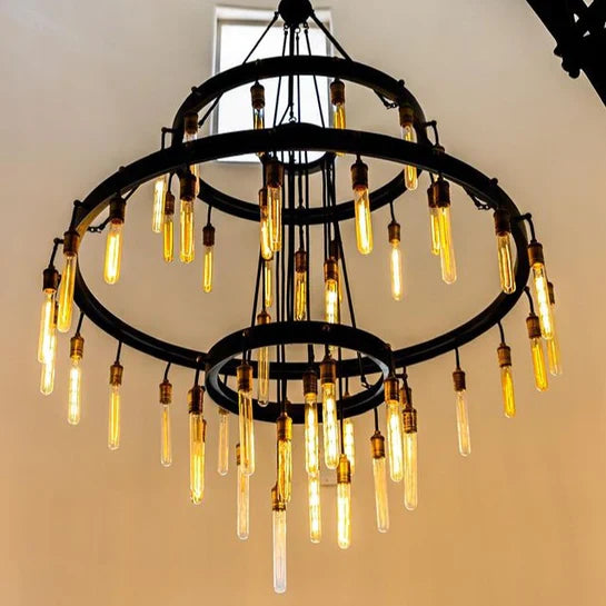 Final Sale · Retro-Inspired Ring Chandelier for High-ceiling
