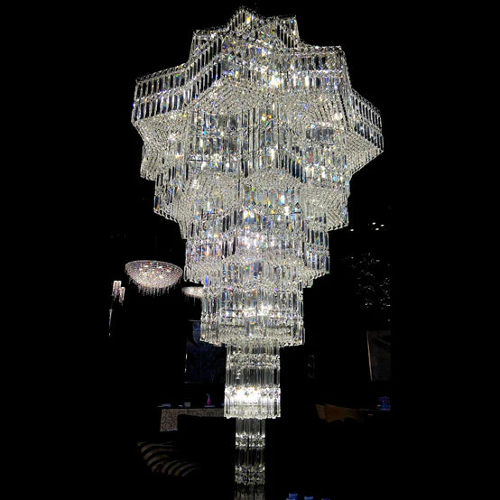 Rylight Multi-Tier Extra Large Plaza Hexagram Crystal Chandelier