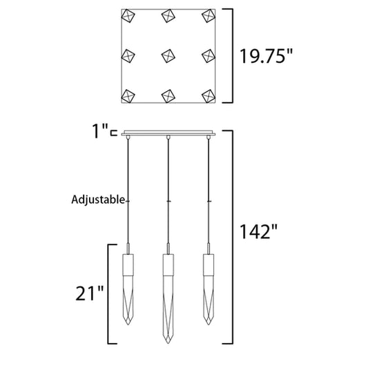مصباح السقف المستدير/المستطيل الحديث والفاخر من Rylight باللون الأسود