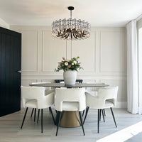 Rylight moderne ronde kroonluchter in zwarte afwerking met rechthoekige kristallen