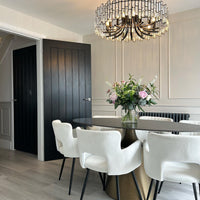 Rylight moderne ronde kroonluchter in zwarte afwerking met rechthoekige kristallen