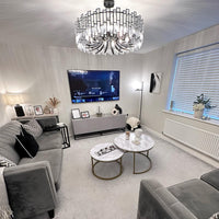 Rylight moderne ronde kroonluchter in zwarte afwerking met rechthoekige kristallen