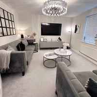 Rylight moderne ronde kroonluchter in zwarte afwerking met rechthoekige kristallen