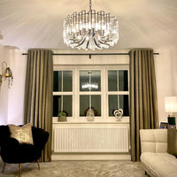 Rylight moderne ronde kroonluchter in zwarte afwerking met rechthoekige kristallen