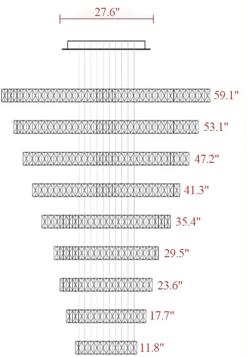 Rylight 2/3/4/5/6/7/8/9-ringen kristallen kroonluchter
