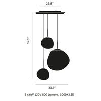 Rylight 3/5 rotsglas hanglamp met speciale vorm