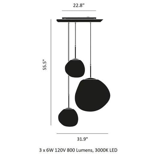 Rylight 3/5 روك زجاجي شكل خاص قلادة الإضاءة