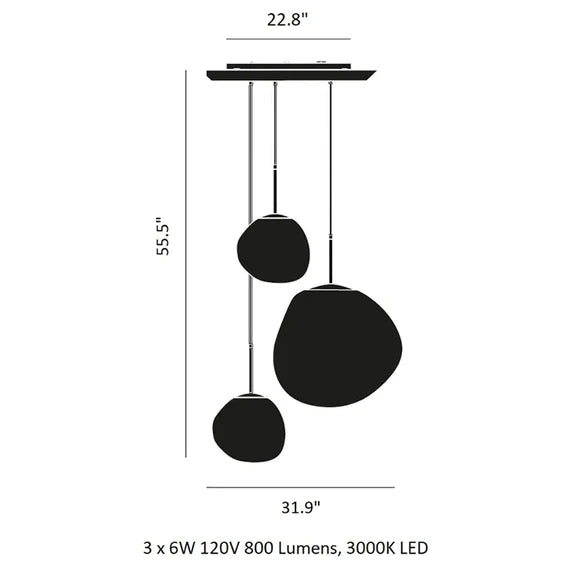 Rylight 3/5 rotsglas hanglamp met speciale vorm