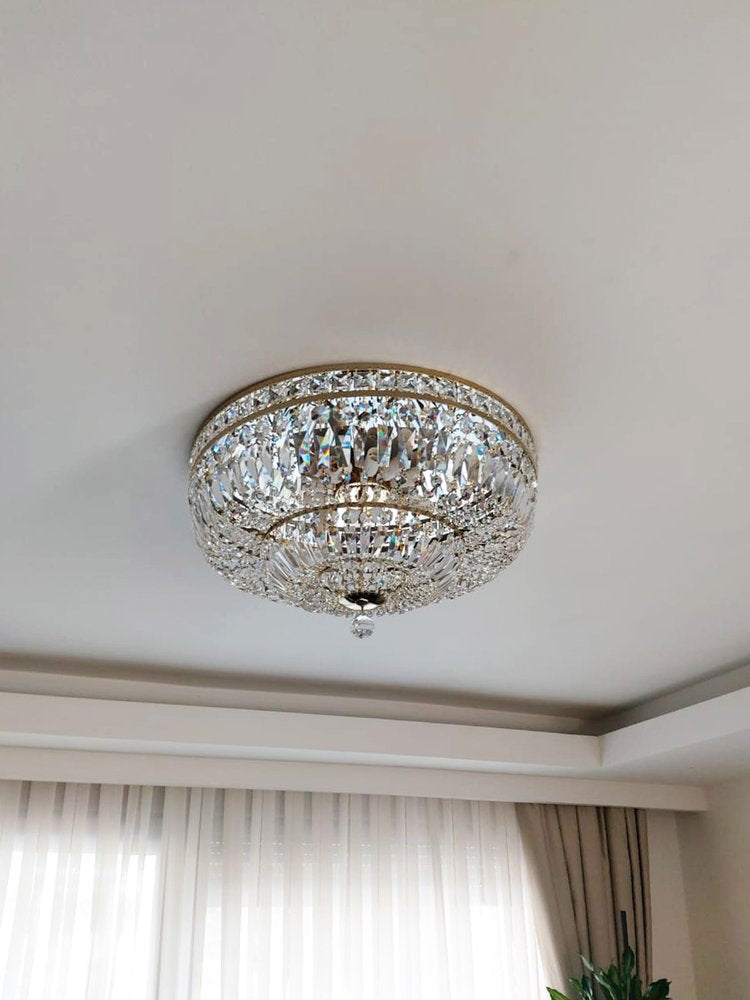 Rylight 9/12/15-Light Flush Mount Crystal Chandelier in Gold/Silver Finish
