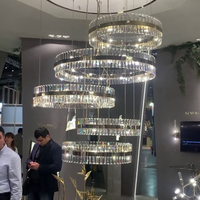 Rylight 5-Ring Crystal Chandelier in Gold Finish