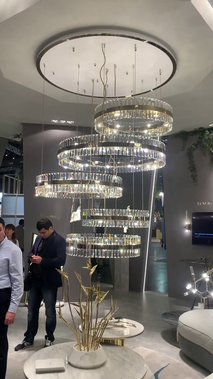 ثريا كريستال Rylight ذات 5 حلقات باللون الذهبي