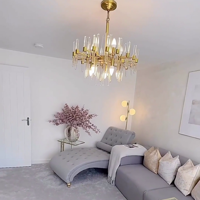 Rylight Round/Oval Crystal Cylinder Chandelier