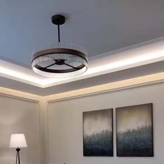 ثريا ذات قضيب زجاجي ذات طبلة مستديرة من رايلايت