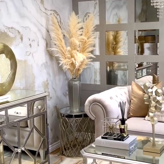 Rylight 2 Round Side Tables With Mirror Top In Champagne Iron