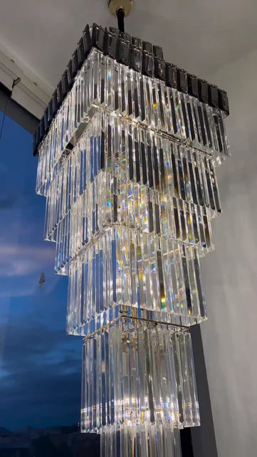 Rylight Meerlaagse vierkante kristallen kroonluchter