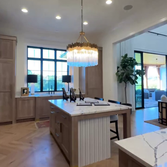 ثريا كريستالية دائرية من رايلايت، مكونة من طابقين وثلاثة وأربعة طوابق، بتصميم شلال إبداعي