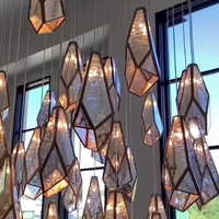 Rylight 1/3/7/15/30/36-Light Diamond Mirror Multi-Drop Pendant Chandelier in Antique Brass Finish