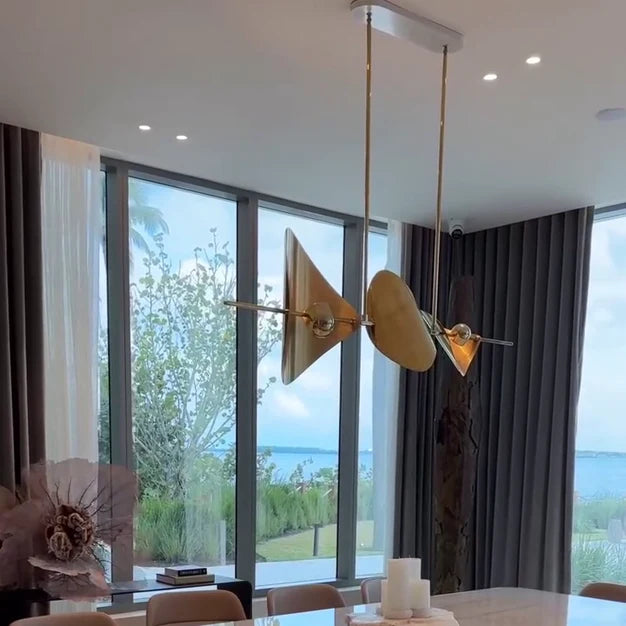 Rylight 3-Light Minimalist Linear Brass Chandelier