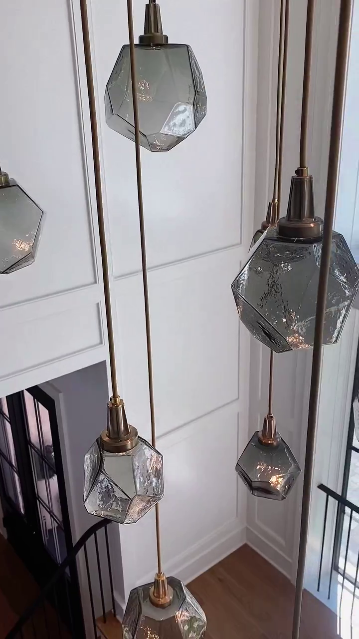 Rylight Gem handgeblazen glazen vierkante hangende kroonluchter