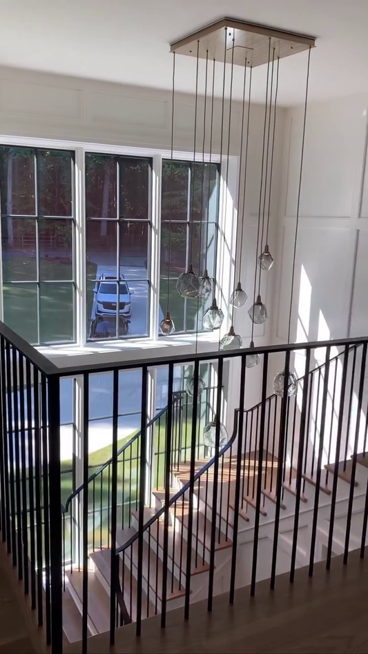 Rylight Gem handgeblazen glazen vierkante hangende kroonluchter