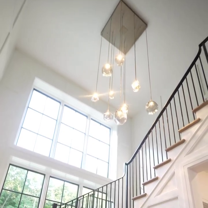 Rylight Gem handgeblazen glazen vierkante hangende kroonluchter