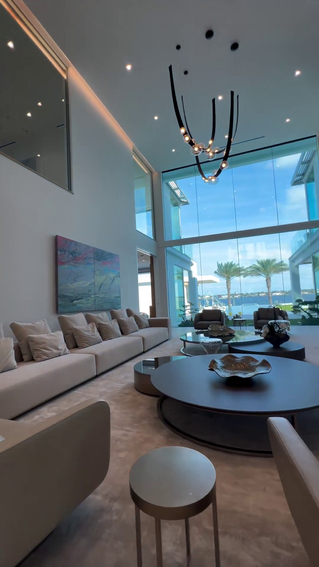 Rylight 1/2-lederen glazen kroonluchter met riem