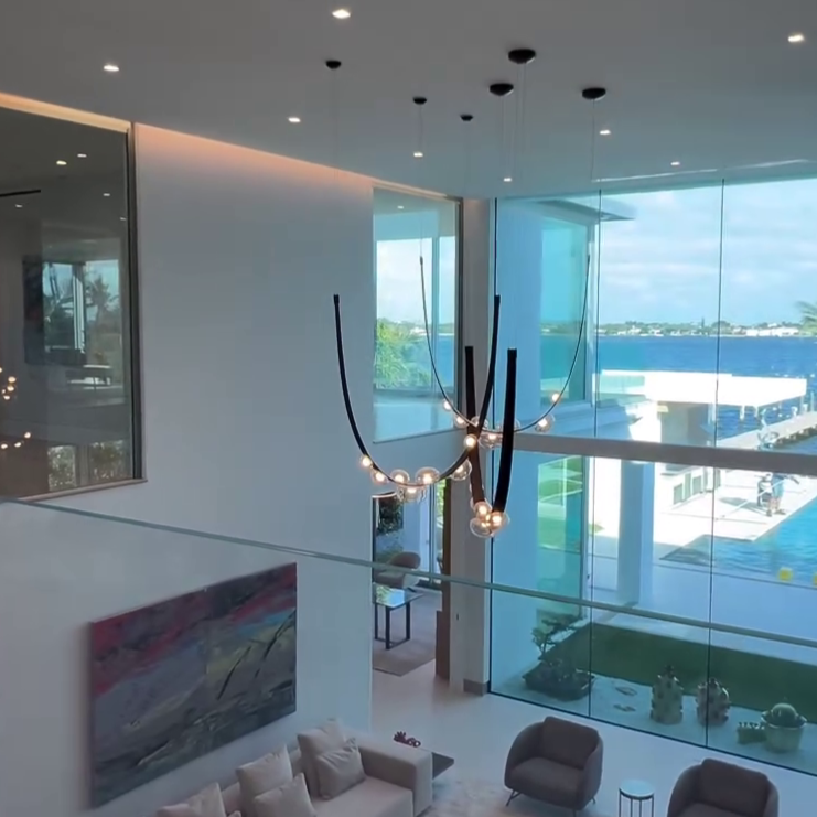 Rylight 1/2-lederen glazen kroonluchter met riem